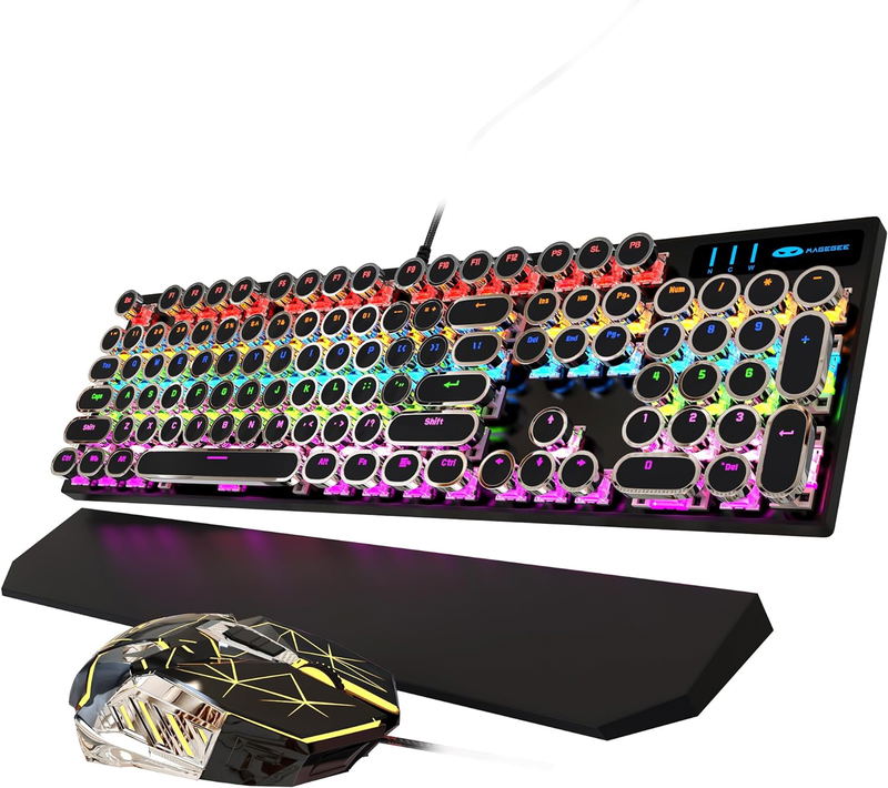MageGee MK-STORM Wired Mechanical Keyboard and  G10 Mouse Combo Rainbow Light (Black Punk) - Red Switch image 2