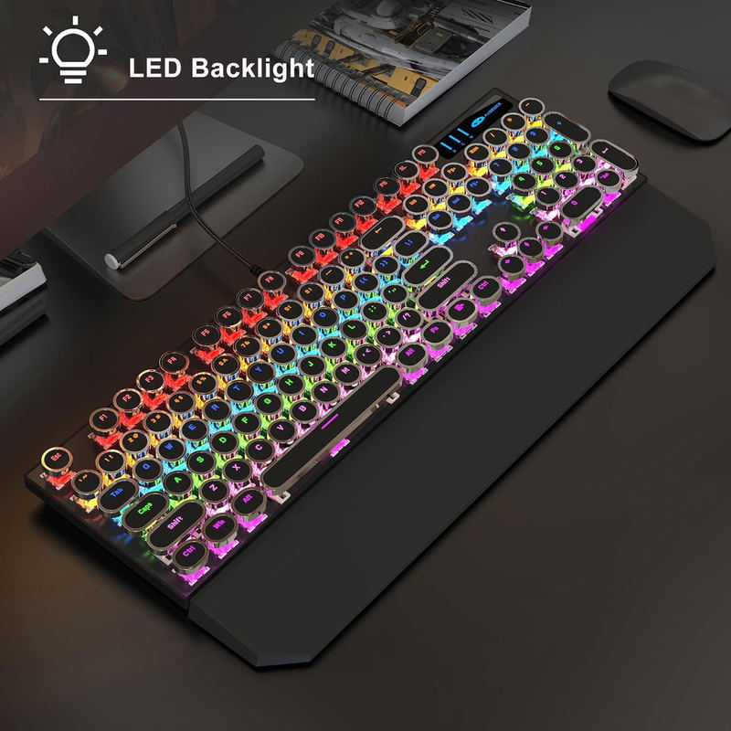 MageGee MK-STORM Wired Mechanical Keyboard and  G10 Mouse Combo Rainbow Light (Black Punk) - Red Switch image 4