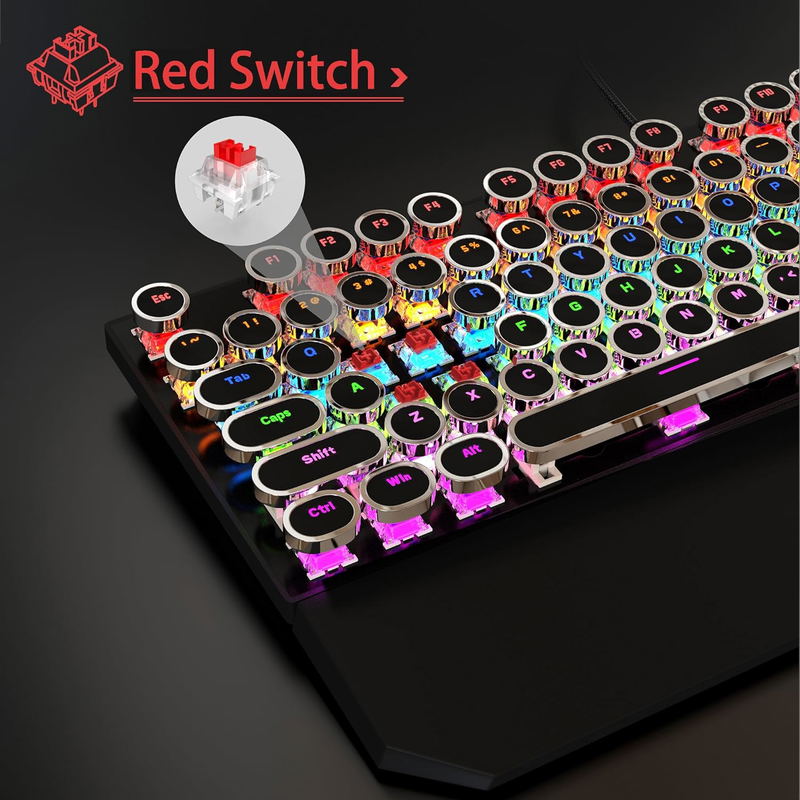 MageGee MK-STORM Wired Mechanical Keyboard and  G10 Mouse Combo Rainbow Light (Black Punk) - Red Switch image 5