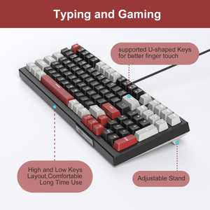 MageGee SKY98 Wired Mechanical Keyboard (Gray/Black) - Red Switch_