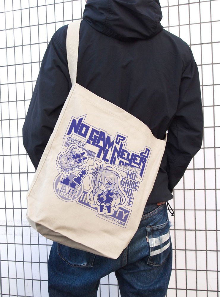 No Game No Life - White Sticker Style Design Shoulder Tote Bag (Natural) image 2