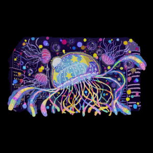Jellyfish Can't Swim in the Night - Mahiru Mural Full Color T-shirt (Black | Size S)_