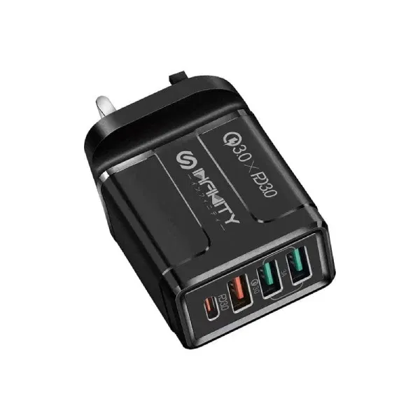 Infinity PC45S Fast Charging 4 Port Wall Charger IN-PC45S (Black) image 1