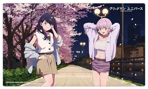 Gridman Universe Original Illustration Rubber Mat Rikka & Akane / Cherry Blossoms At Night Date Curtain Damashii