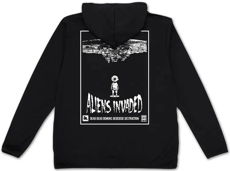 Dead Dead Demons Dededede Destruction - Invaders Thin Dry Hoodie (Black | Size L) image 1