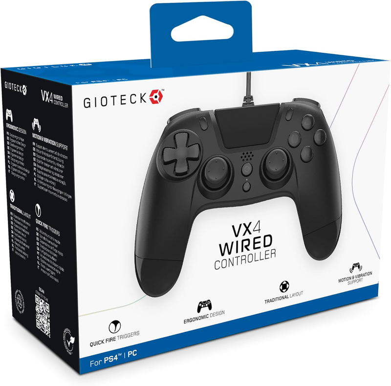 Gioteck VX4 Wired Controller for PlayStation 4 / PC (Black) image 1