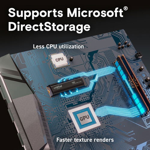 Crucial T500 SSD, M.2 2280 / M-Key / PCIe 4.0 x4, with Heatsink
