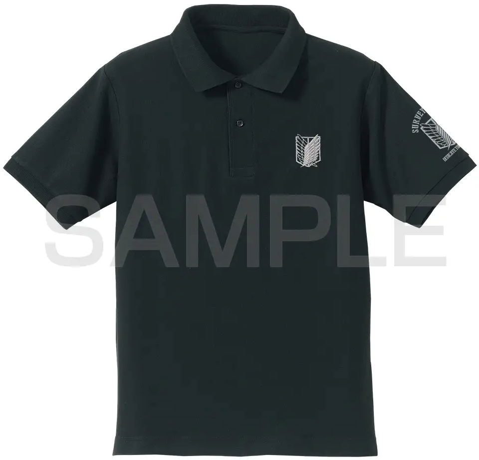 Attack On Titan Survey Corps Embroidered Polo Shirt (Black Size M)