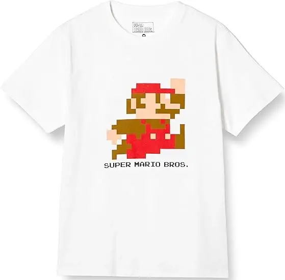 Super Mario - Mario Dot Mario Jump T-shirt (White | Size XL)