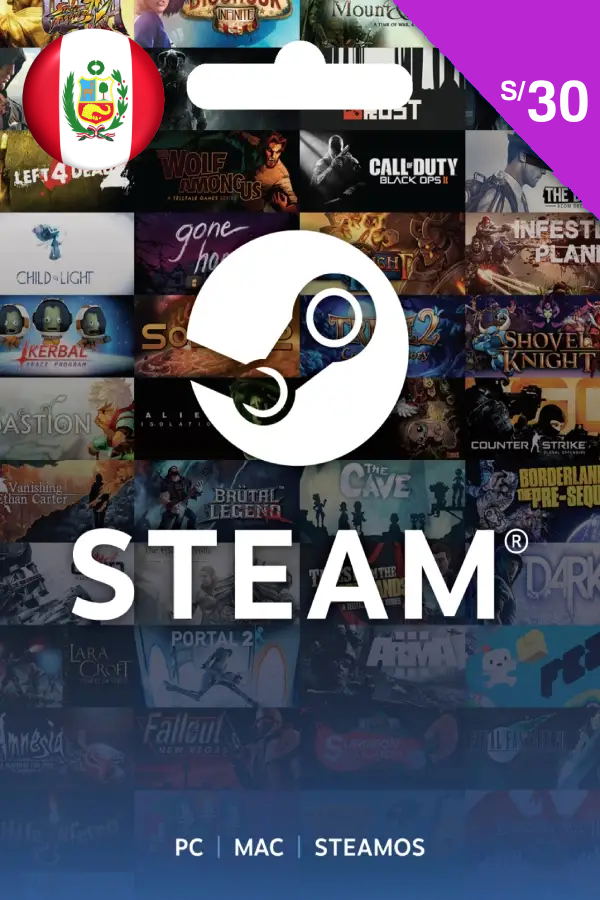 Steam Gift Card (PEN 30 | For Peru Currency Only) STEAM digital — Import Game Deal