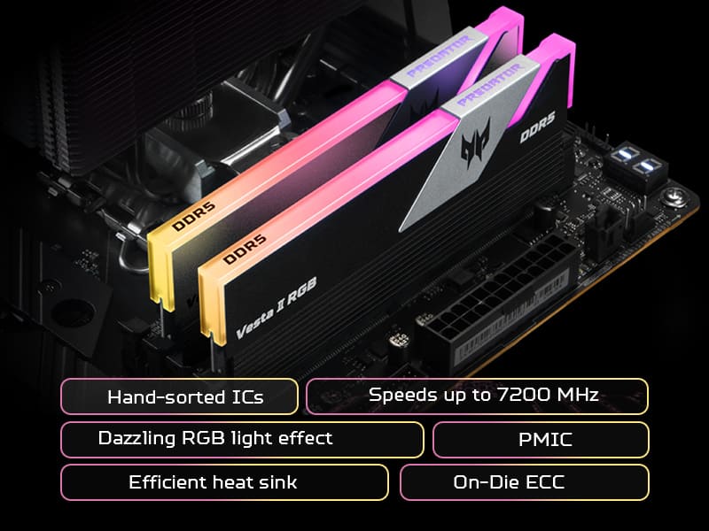Acer Predator VESTA II (DDR5 6000Mhz 2R*8 CL30-38-38-76 64GB) 対応
