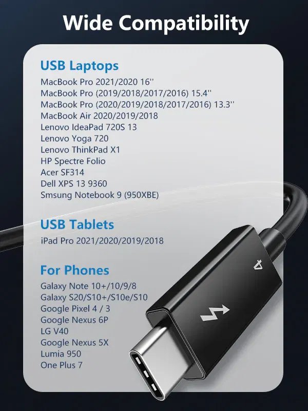 CABLETIME Intel Certified Thunderbolt 4 Cable USB C to USB C (2.5m) image 6