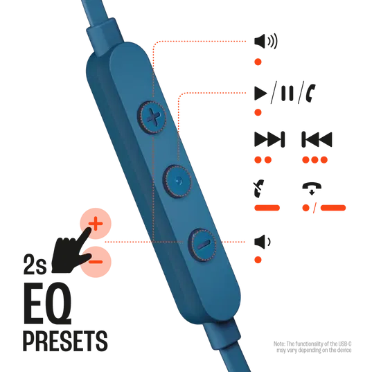 JBL Tune 310C USB-C Wired Hi-Res In-Ear Headphones (Blue) image 2