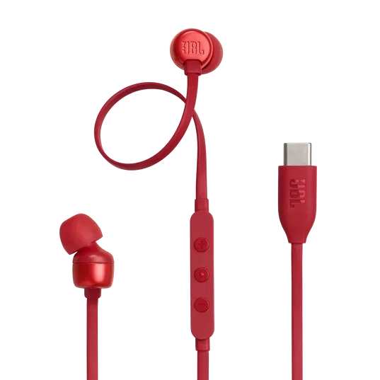JBL Tune 310C USB-C Wired Hi-Res In-Ear Headphones (Red) image 1