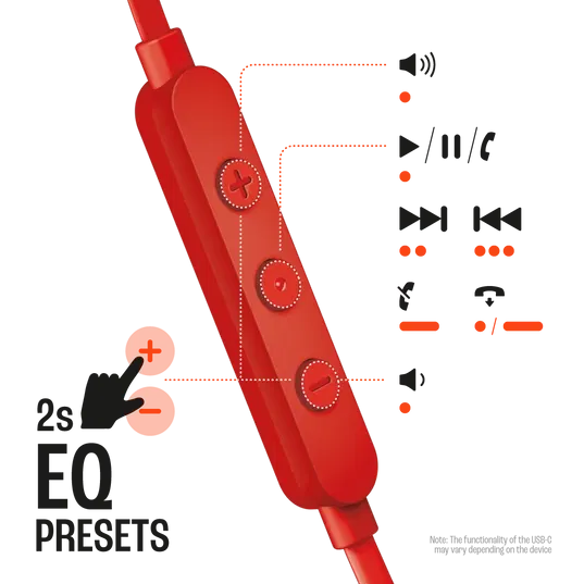 JBL Tune 310C USB-C Wired Hi-Res In-Ear Headphones (Red) image 2