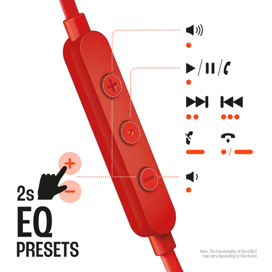 JBL Tune 310C USB-C Wired Hi-Res In-Ear Headphones (Red) image 7