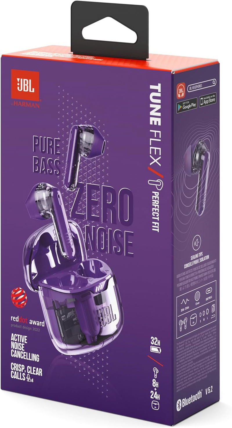 JBL Tune Flex Ghost Edition TWS ANC Earbuds (Purple) image 7