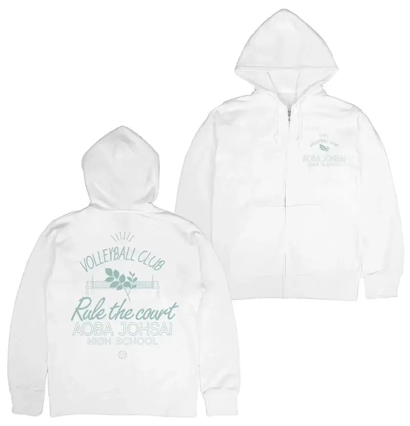 Haikyu!! - Aoba Johsai High School Volleyball Club Zip Hoodie (White | Size M) image 1