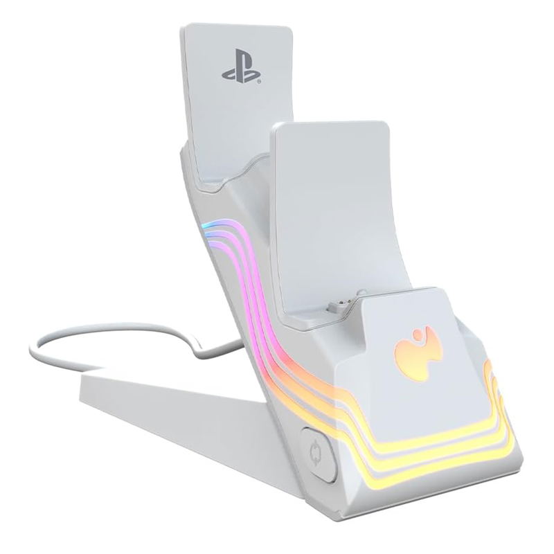 PDP Afterglow Wave Dual Charger for PlayStation 5 (White) image 1