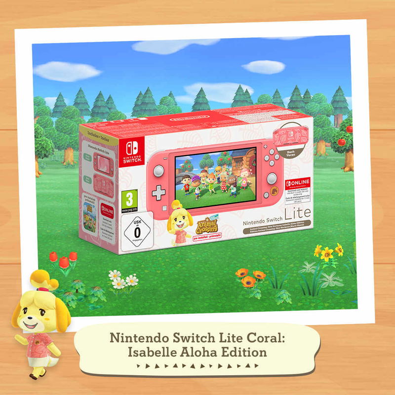 Nintendo Switch Lite [Animal Crossing: Isabelle Aloha Edition] (Coral) + 12 Months NSO image 2