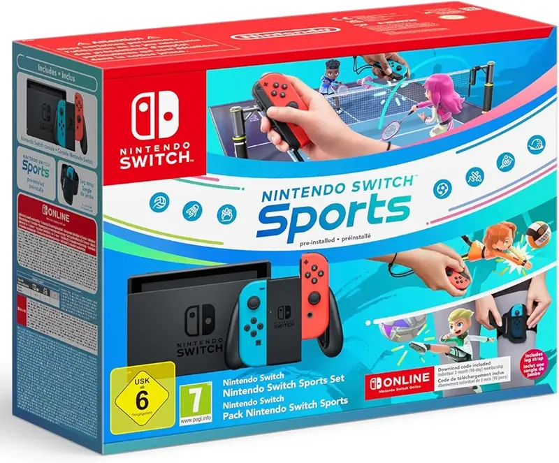 Nintendo Switch (Neon Red/Neon Blue) Switch Sports Set + 12 Months NSO