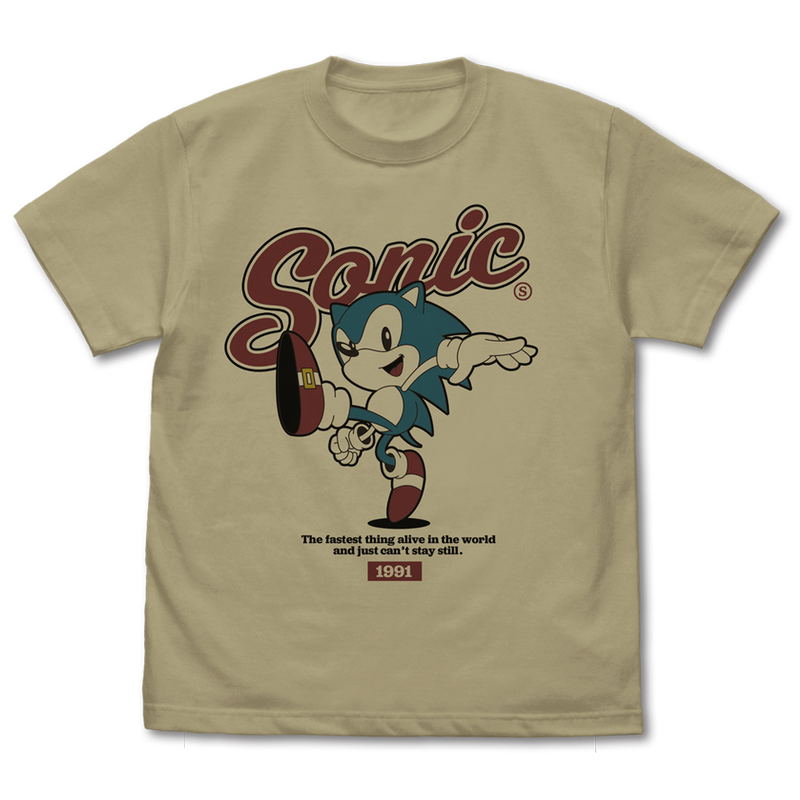 Sonic The Hedgehog Classic Sonic Vintage T-Shirt (Sand Khaki| Size L) image 1