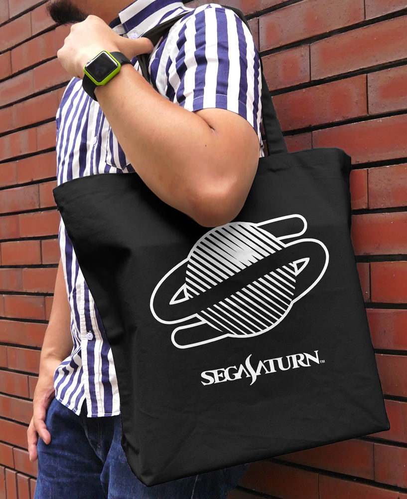 Sega Saturn Logo Large Tote Bag (Black)
