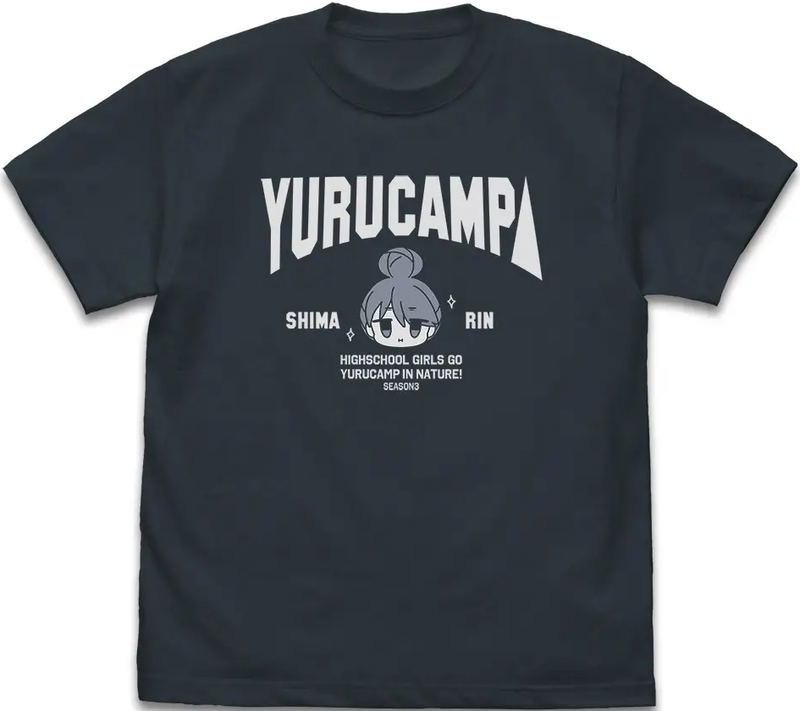 Yuru Camp Season 3 - Shima Rin Face T-shirt (Slate | Size XL) image 1