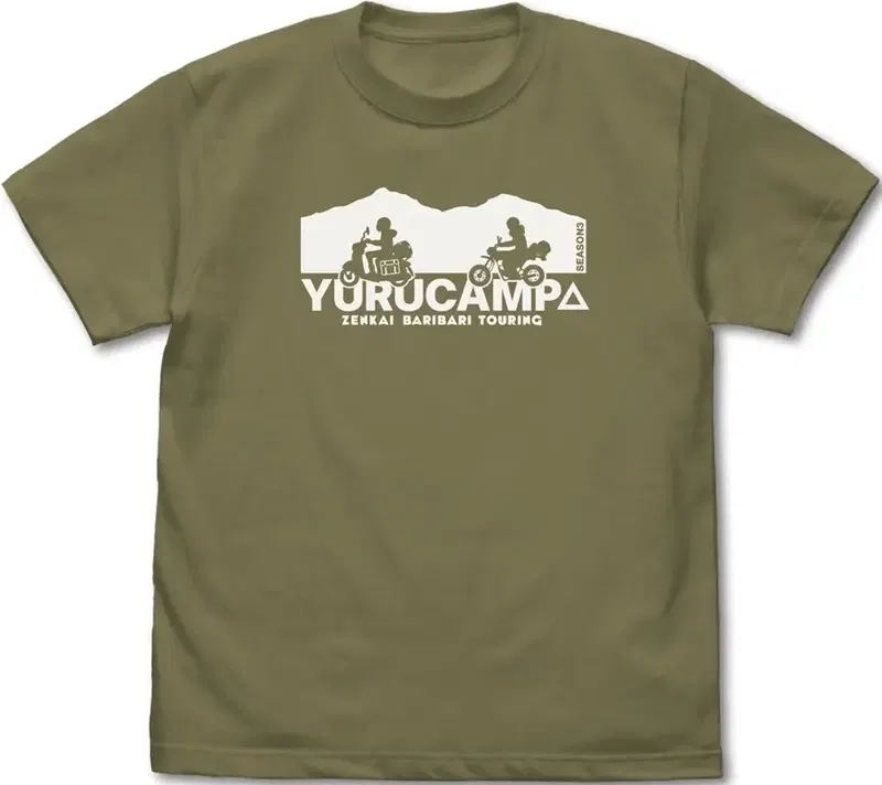 Yuru Camp Season 3 - Rin, Ayano Touring T-shirt (Light Olive | Size S) image 1
