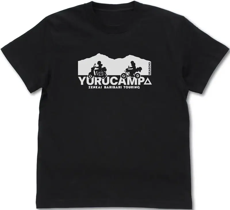 Yuru Camp Season 3 - Rin, Ayano Touring T-shirt (Black | Size S) image 1