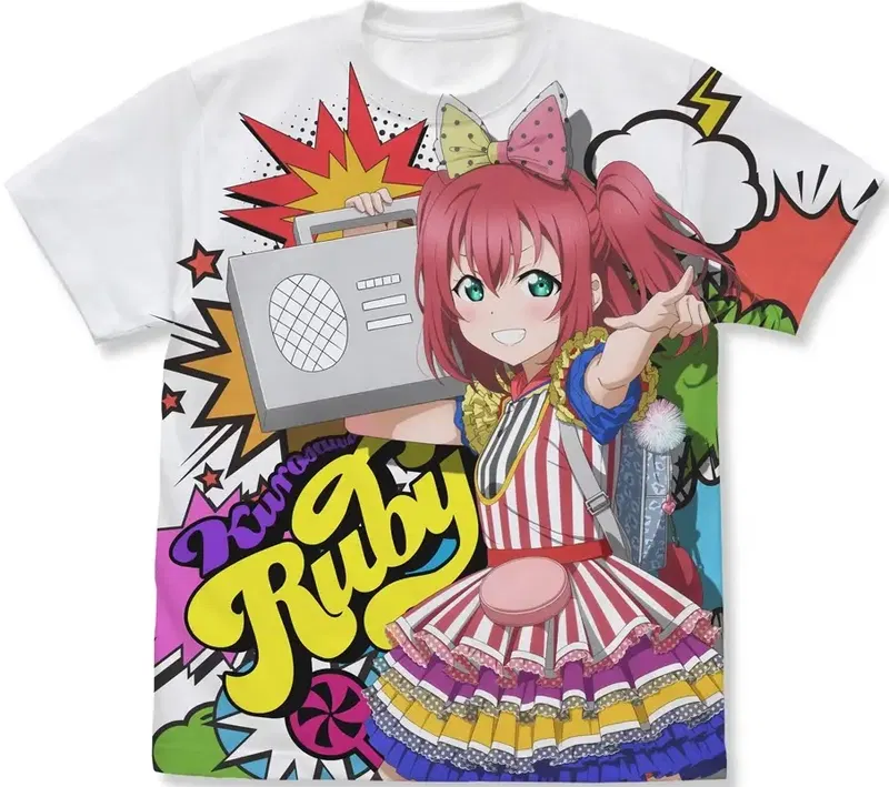 Love Live! Sunshine!! - Original Illustration Of Kurosawa Ruby Full Graphic T-shirt Solo Concert Ver. (White | Size S) image 1