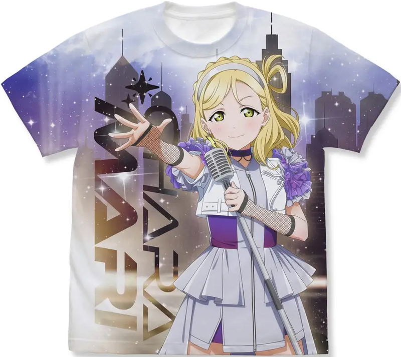 Love Live! Sunshine!! - Original Illustration Of Ohara Mari Full Graphic T-shirt Solo Concert Ver. (White | Size L) image 1