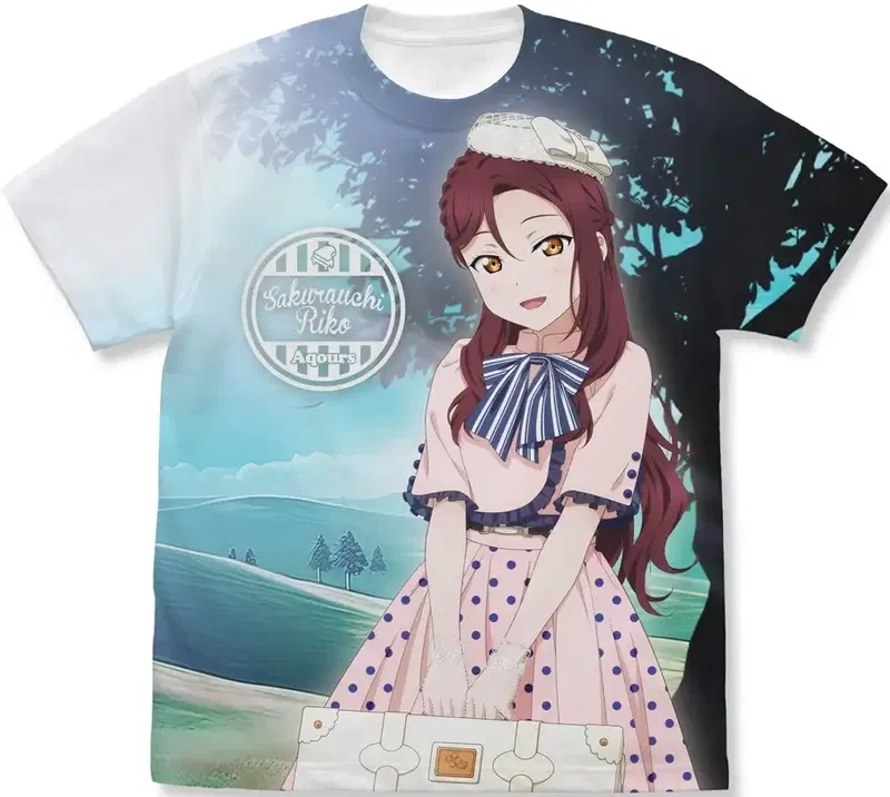 Love Live! Sunshine!! - Original Illustration Of Riko Sakurauchi Full Graphic T-shirt Solo Concert Ver. (White | Size S) image 1