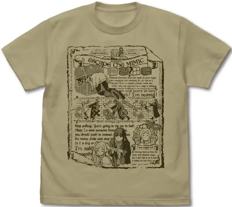 Frieren: Beyond Journey's End - Frieren & Fern Mimic Escape T-shirt (Sand Khaki | Size S) image 1