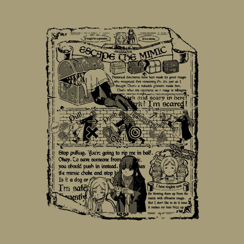Frieren: Beyond Journey's End - Frieren & Fern Mimic Escape T-shirt (Sand Khaki | Size L) image 2
