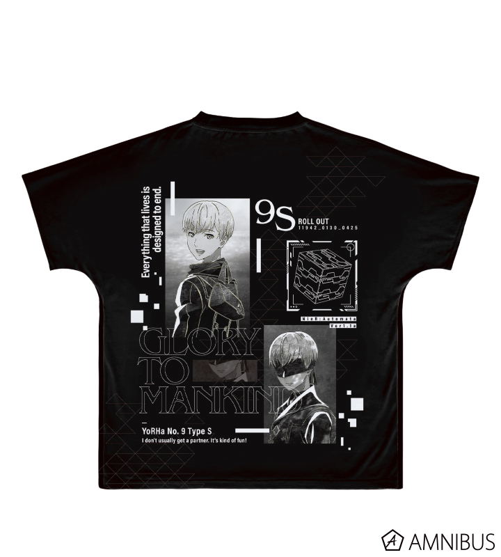 NieR:Automata Ver1.1a 9S Ani-Art Black Label Full Graphic T-shirt (Unisex | Size XL) image 2