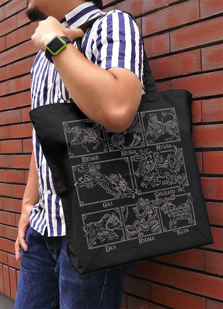 Legend Of Heavenly Sphere Shurato - Eight Guardians Large Tote Bag (Black) image 3