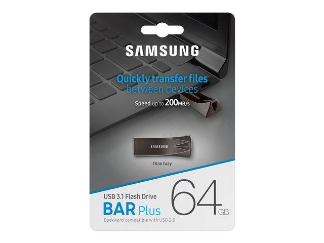 Samsung Bar Plus USB 3.1 Flash Drive 64GB (Gray) image 3
