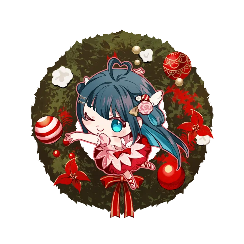 Nene Amano - Wooden Keychain (Christmas) image 1