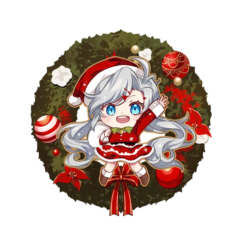 Obake Pam - Wooden Keychain (Christmas) image 1