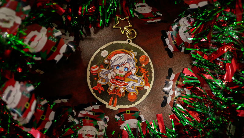 Obake Pam - Wooden Keychain (Christmas) image 2