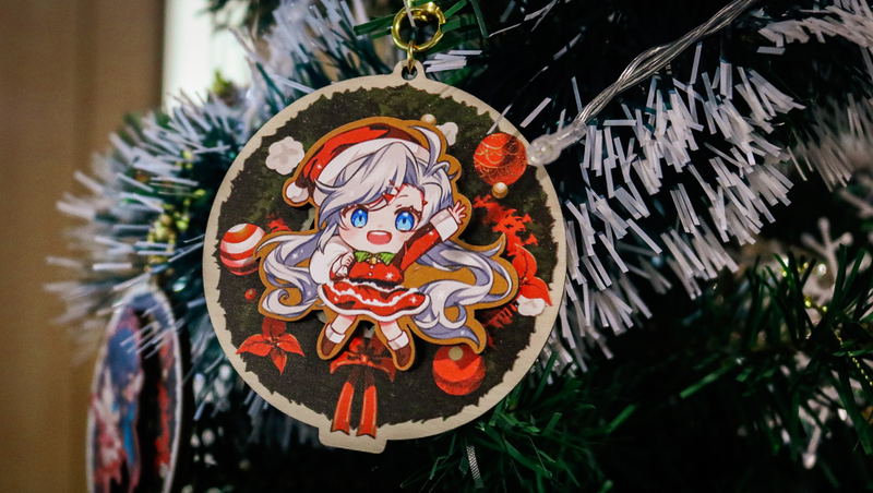 Obake Pam - Wooden Keychain (Christmas) image 4