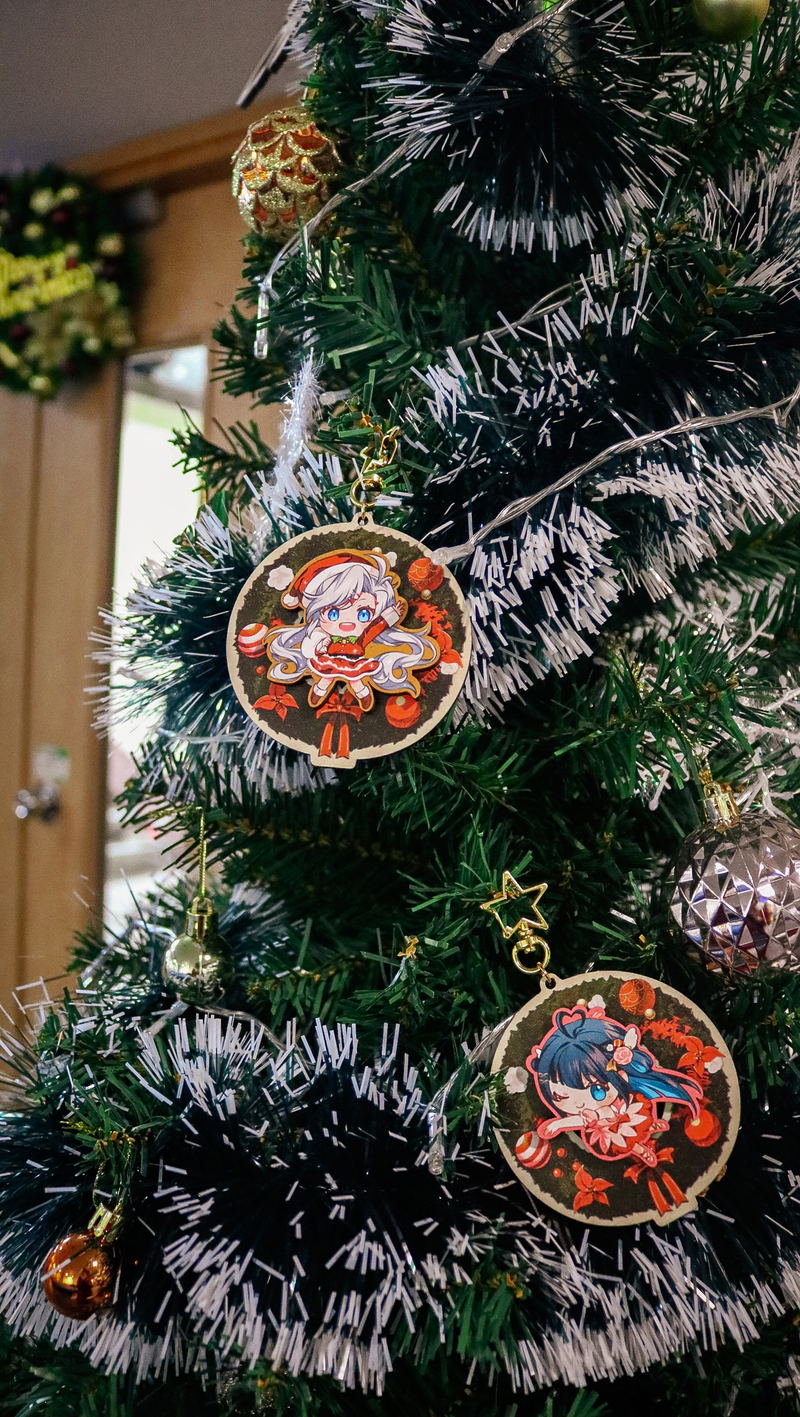 Obake Pam - Wooden Keychain (Christmas) image 5