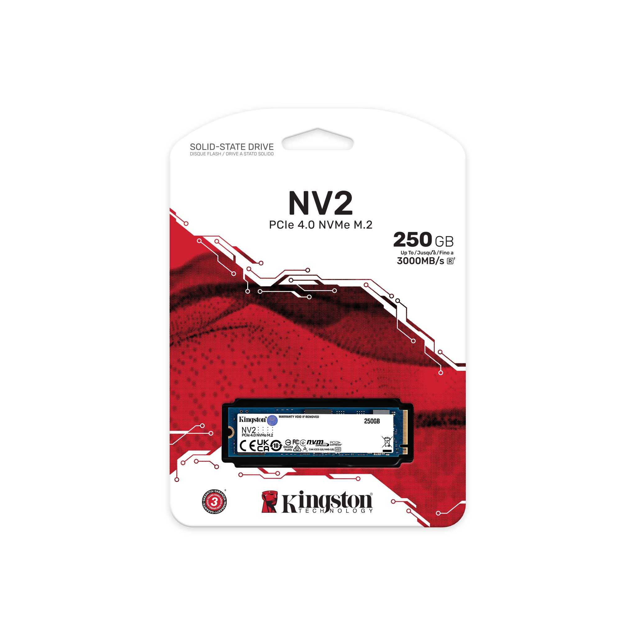 Kingston NV2 NVMe PCIe 4.0 SSD, M.2 2280 (250GB) 対応 Laptop, Desktop
