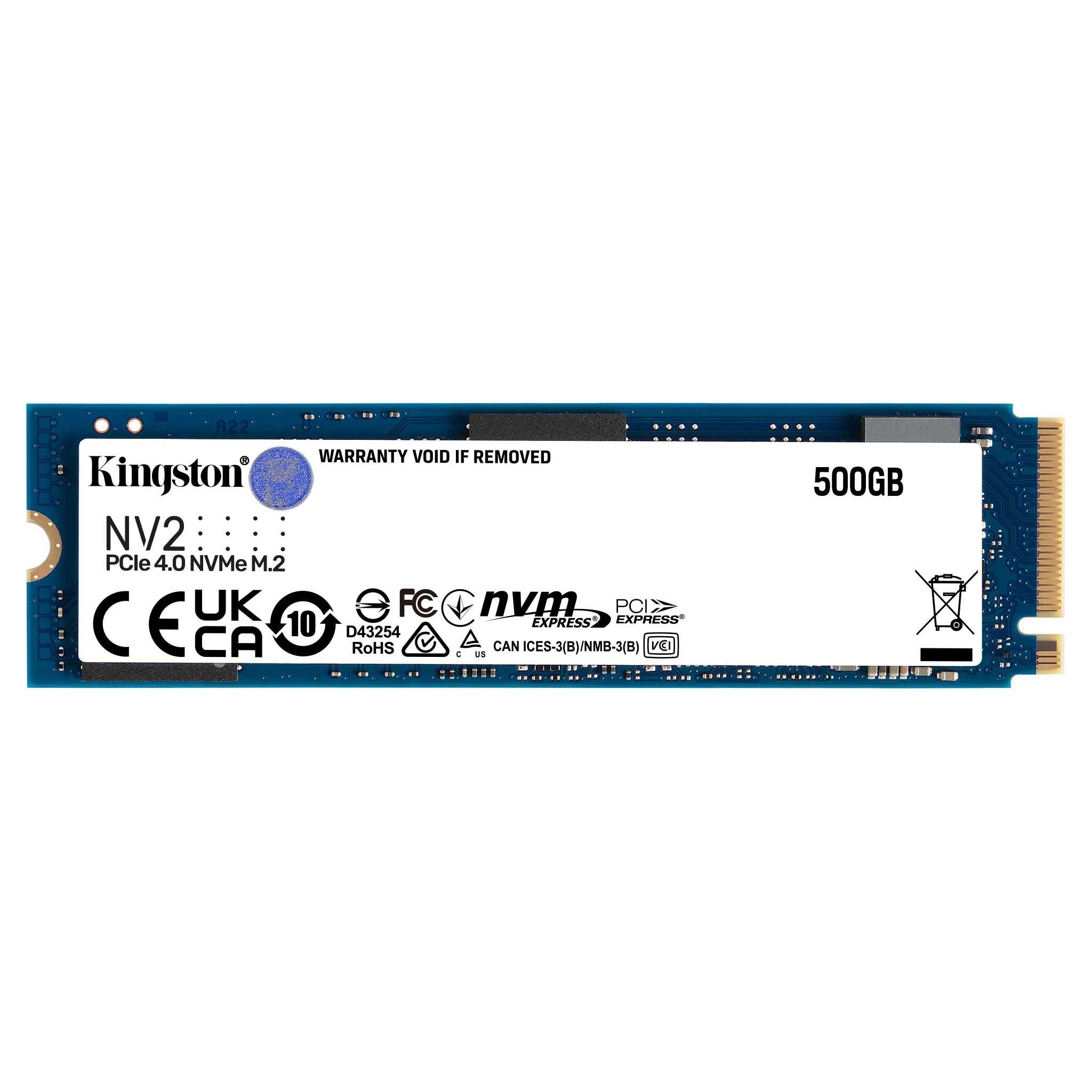 Kingston NV2 NVMe PCIe 4.0 SSD, M.2 2280 (500GB) for Laptop, Desktop