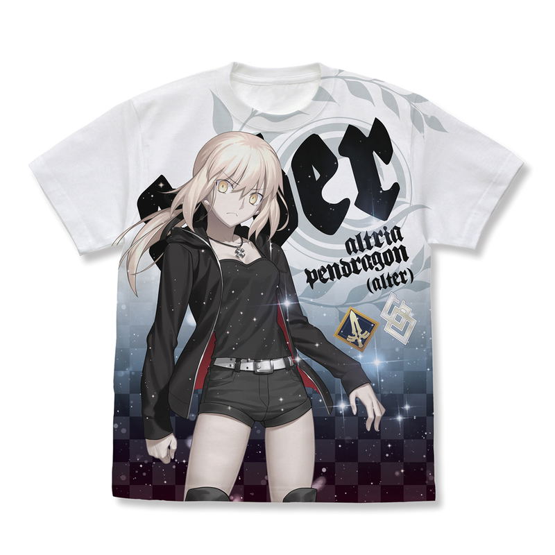Fate/Grand Order - Saber/Altria Pendragon (Alter) Jet Black King Of Knights Ver. Shinjuku 1999 Full Graphic T-shirt (White | Size M) image 1