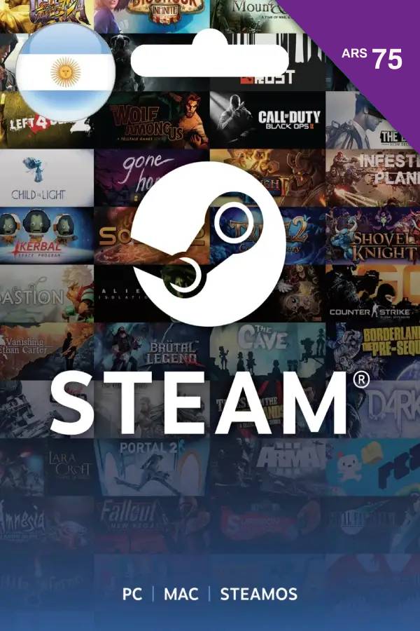 Steam Gift Card (ARS 75 | For Argentina Currency Only) <span class="ext" style="background-color: #2a475e; color: #FFFFFF;">STEAM</span> <span class="ext ext_digital">digital</span> image 1