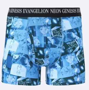 GU Evangelion Anime Frames Style-Dry Boxer Briefs (Blue Size L)