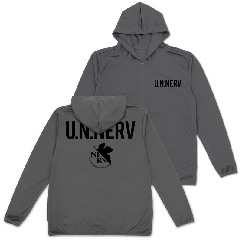 Evangelion - U.N.NERV Thin Dry Hoodie (Gray | Size L) image 1