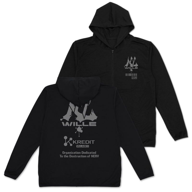 Evangelion - Wille ＆ Kredit Thin Dry Hoodie (Black | Size XXL) image 1